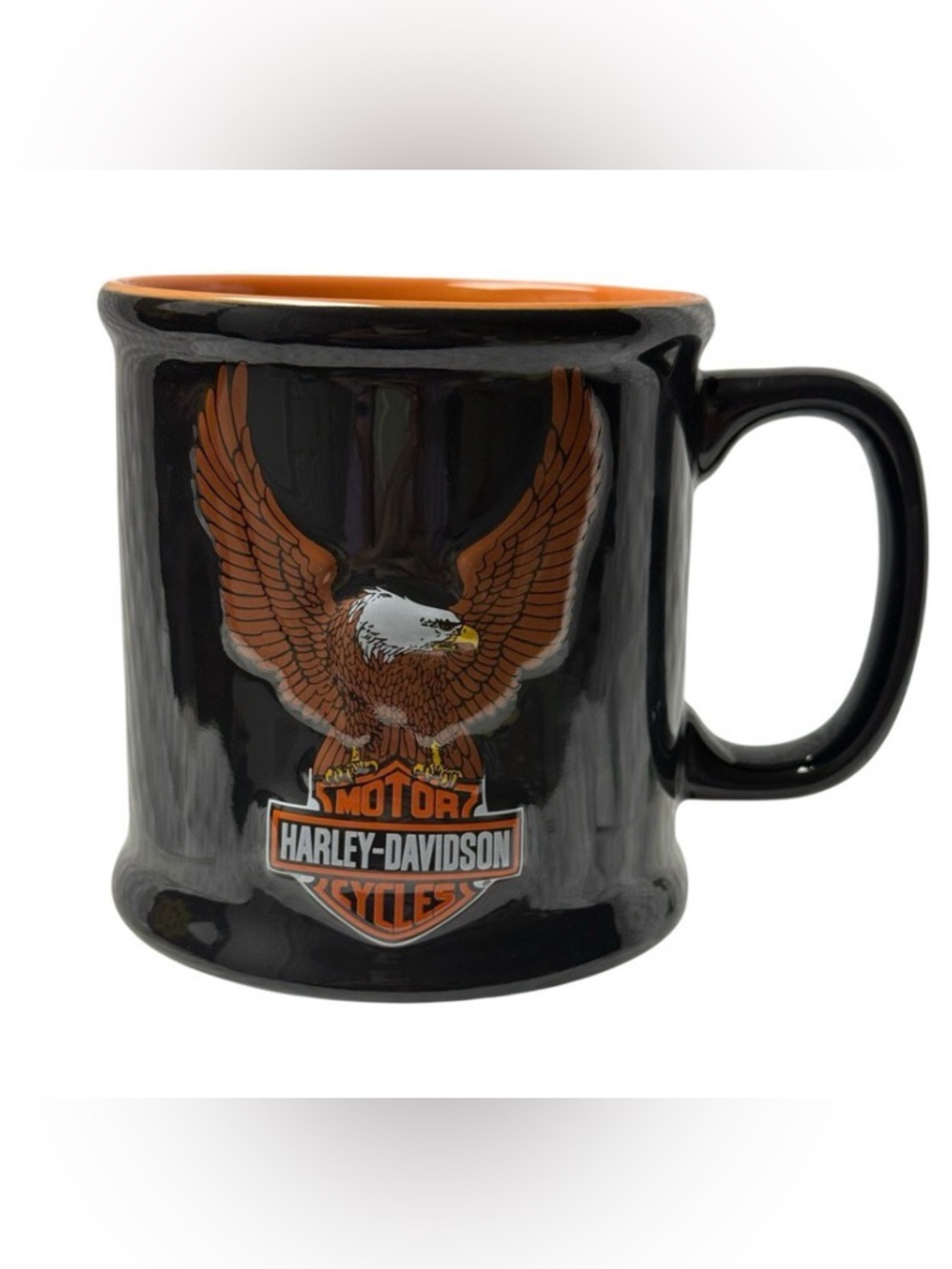 Harley-Davidson Black and Orange Eagle Logo Coffee Mug
